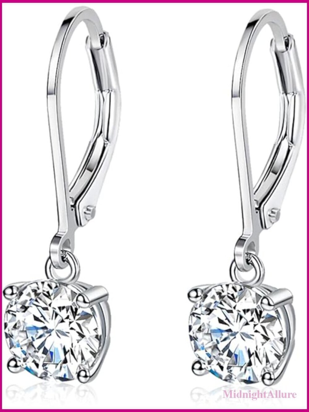 18K White Gold Plated Round Cubic Zirconia Tear Drop Dangle Earrings